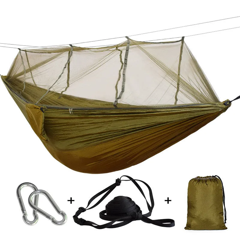 1-2 Person Outdoor Mosquito Net Parachute Hammock Camping Hanging Sleeping Bed Swing Portable  Double  Chair Hamac Army Green