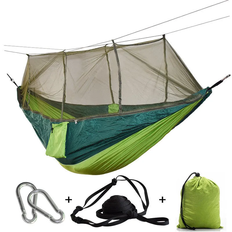 1-2 Person Outdoor Mosquito Net Parachute Hammock Camping Hanging Sleeping Bed Swing Portable  Double  Chair Hamac Army Green