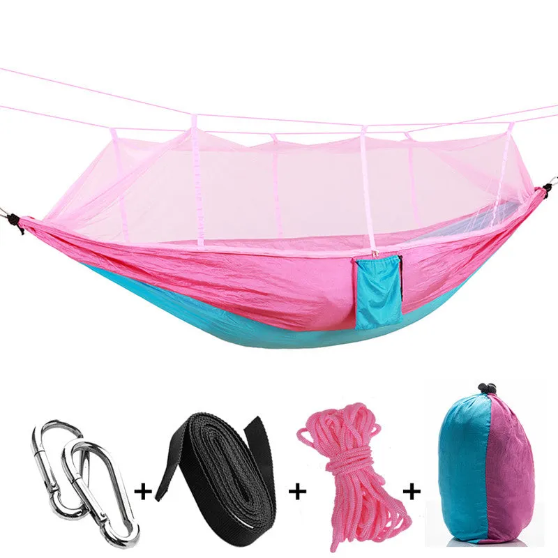 1-2 Person Outdoor Mosquito Net Parachute Hammock Camping Hanging Sleeping Bed Swing Portable  Double  Chair Hamac Army Green