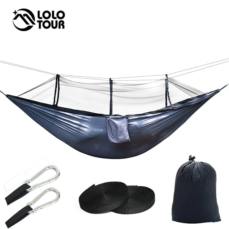 1-2 Person Outdoor Mosquito Net Parachute Hammock Camping Hanging Sleeping Bed Swing Portable  Double  Chair Hamac Army Green