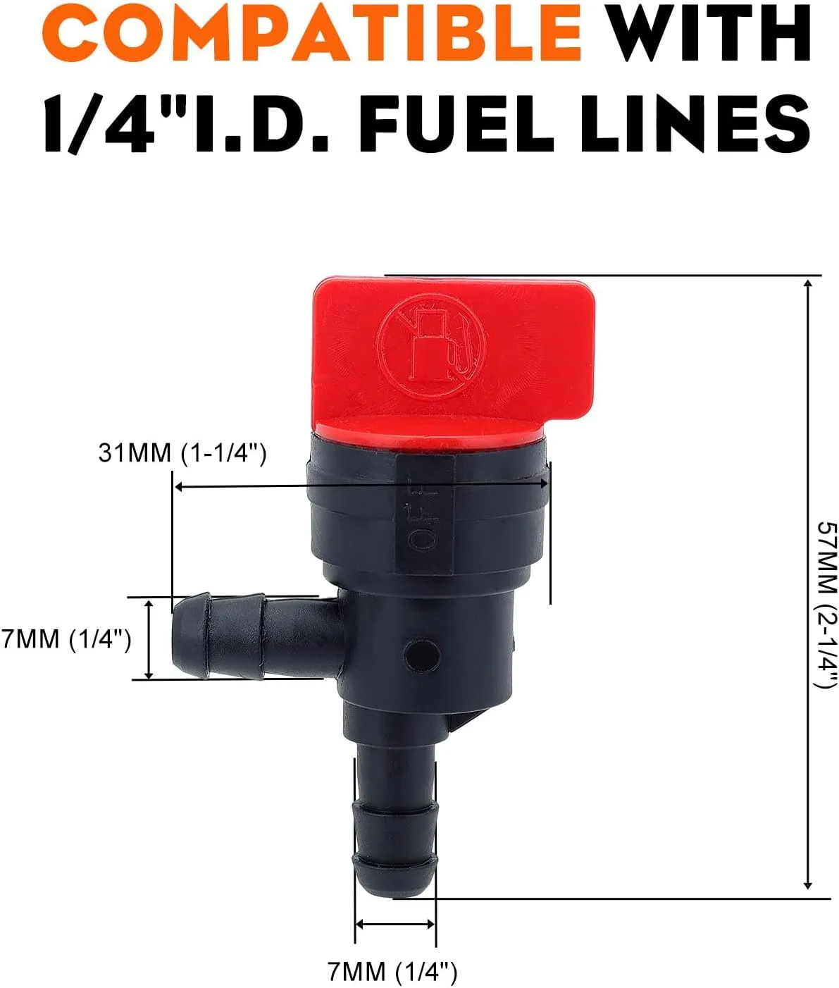 (10 Pack) 494769 90 Degree 1/4 Inline Fuel Shut Off Valve for Briggs & Stratton 698181 494539 697944 Tecumseh 35857 Mower Generator Pressure Washer