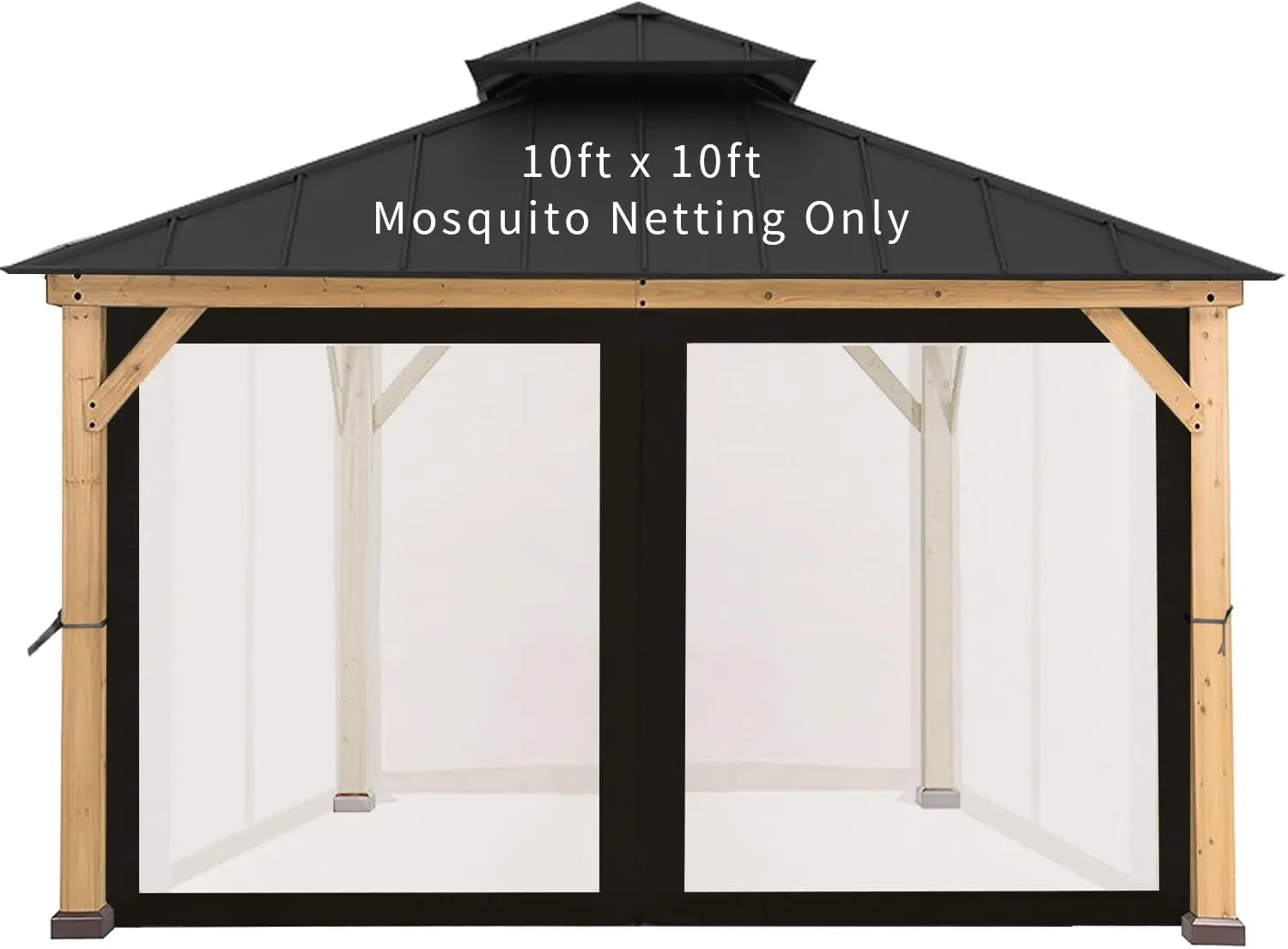 10' x 10' Gazebo Replacement Mosquito Netting, Gazebo Universal Netting Outdoor, 4-Panel Screen Walls Privacy Curtain for Outdoor Patio with Zipper