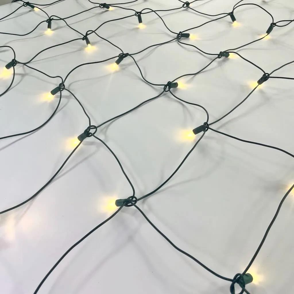 100-light Warm White 5mm LED Net Lights, Green Wire