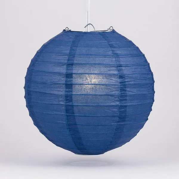 10" Navy Blue Round Paper Lantern, Even Ribbing, Chinese Hanging Wedding & Party Decoration