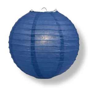 10" Navy Blue Round Paper Lantern, Even Ribbing, Chinese Hanging Wedding & Party Decoration