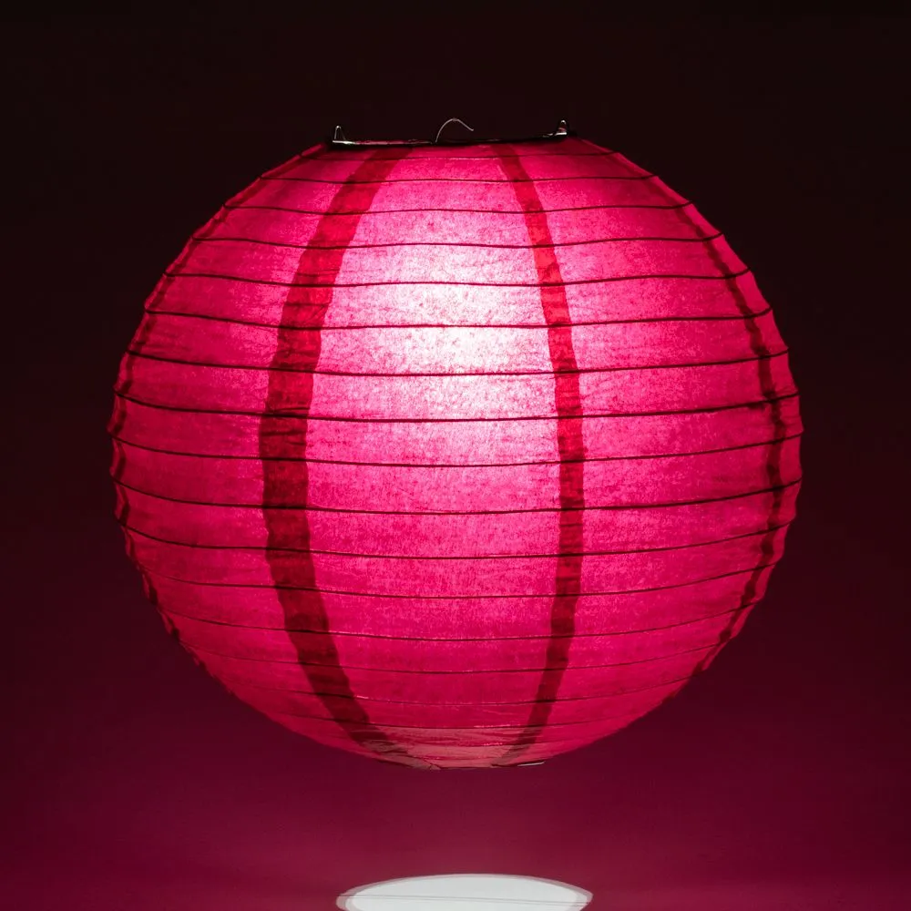 10" Velvet Red Round Paper Lantern, Even Ribbing, Chinese Hanging Wedding & Party Decoration