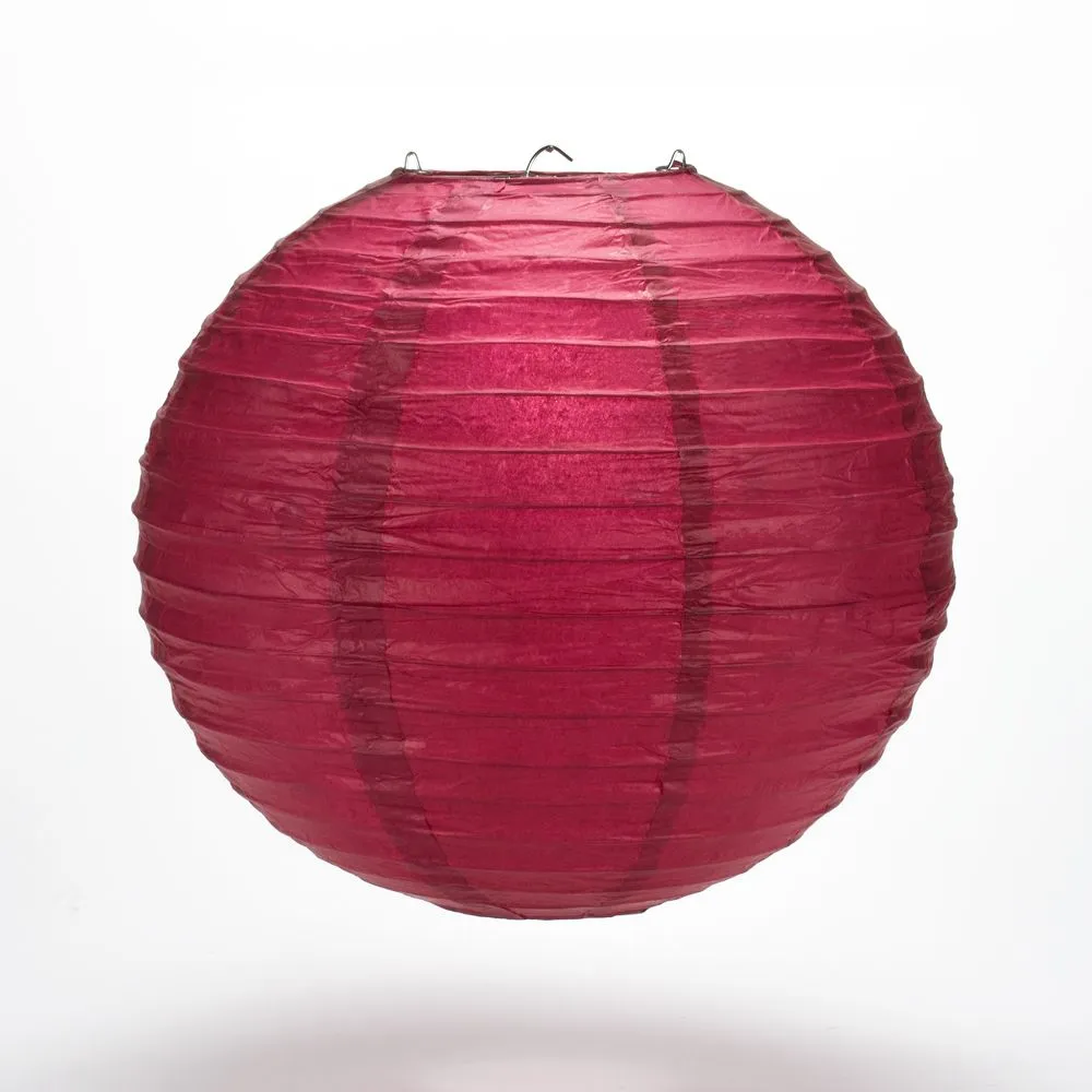 10" Velvet Red Round Paper Lantern, Even Ribbing, Chinese Hanging Wedding & Party Decoration