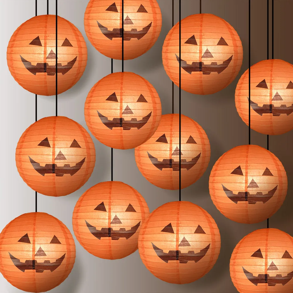 12 PACK | 16" Happy Jack-O-Lantern Halloween Paper Lantern