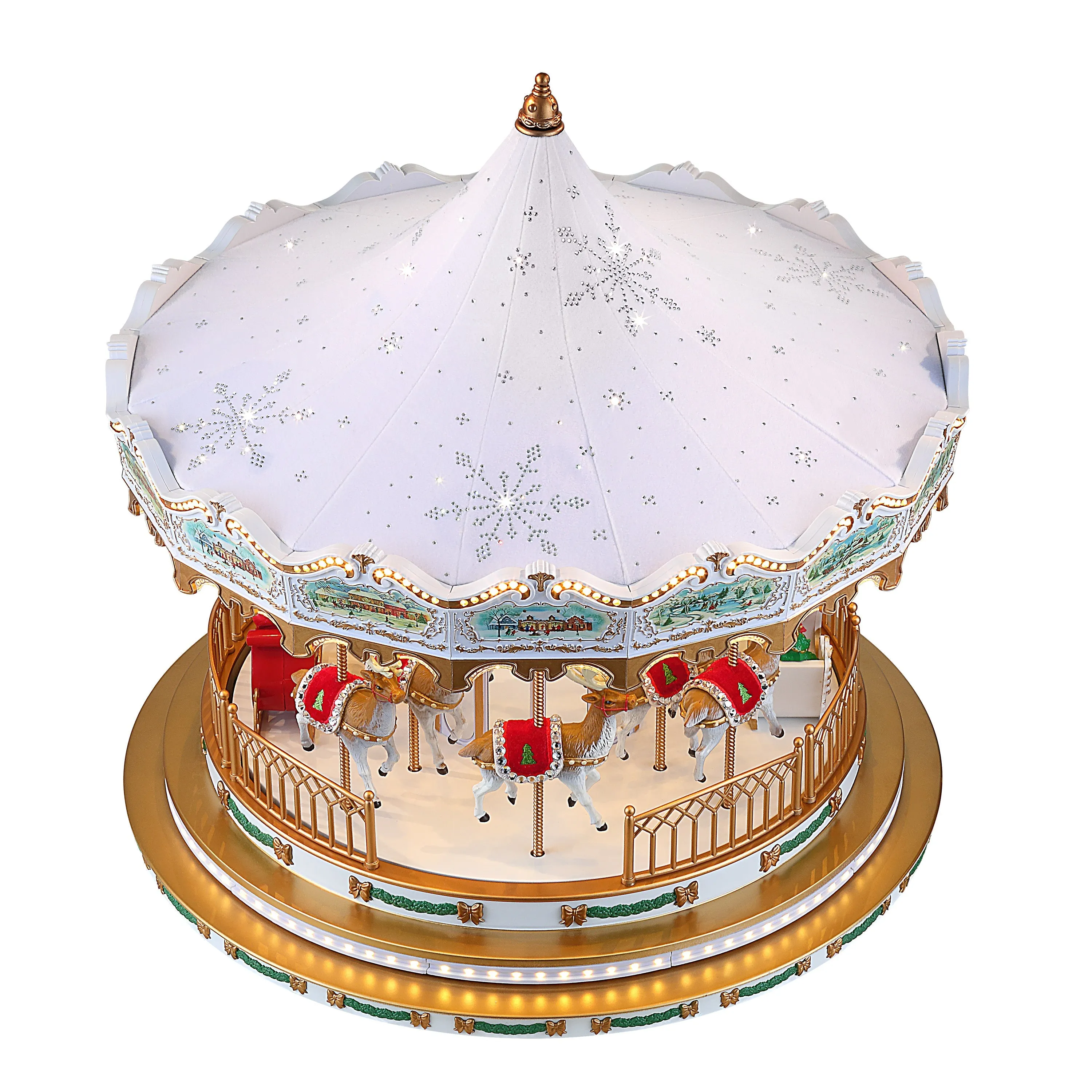 17 in. Animated Deluxe Crystal Carousel - White