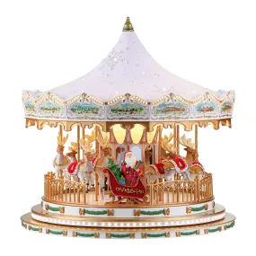 17 in. Animated Deluxe Crystal Carousel - White