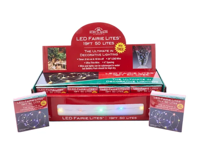 19' 50-Light Battery-Operated Multicolored LED Fairy Light Set