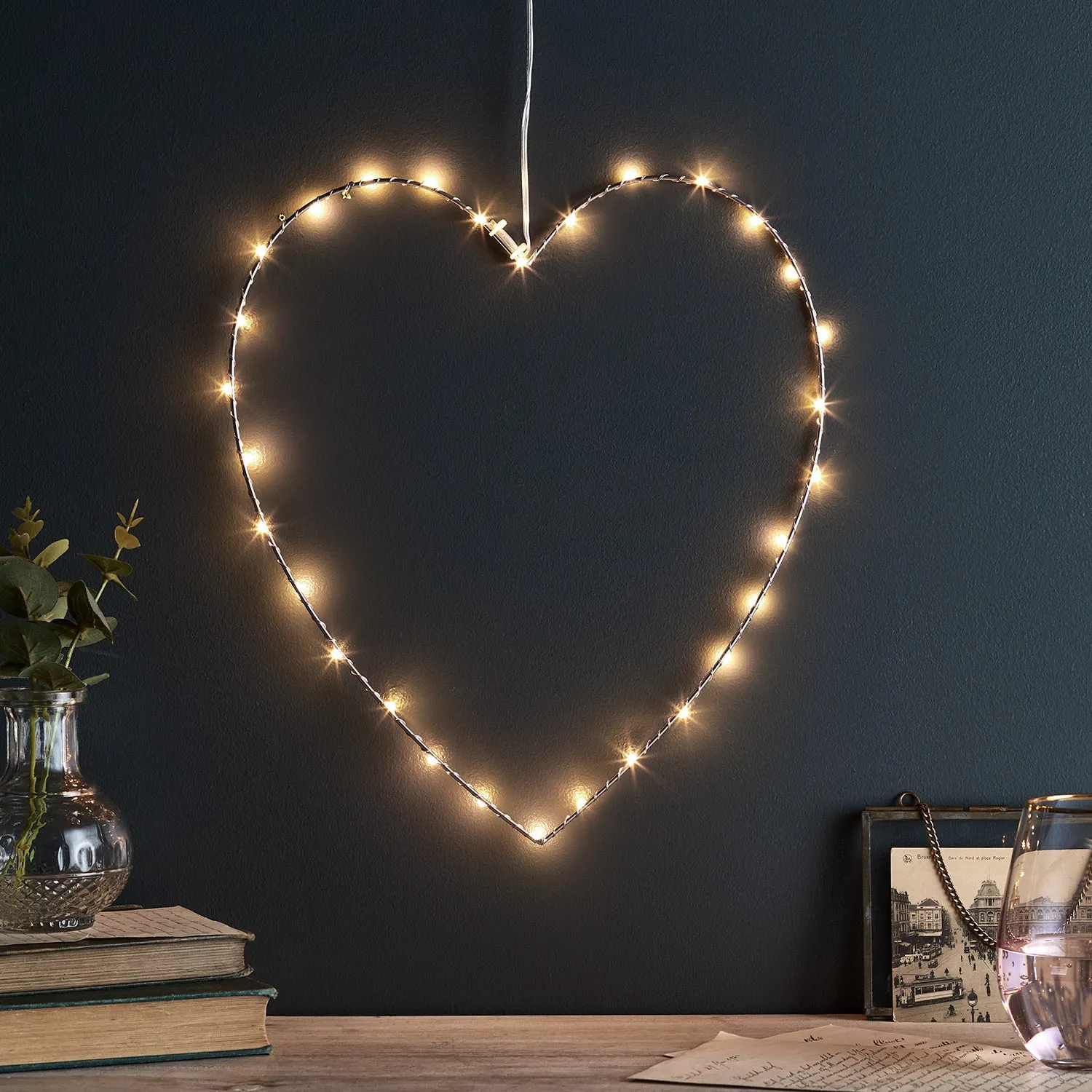 34cm Rose Gold Osby Fairy Light Heart