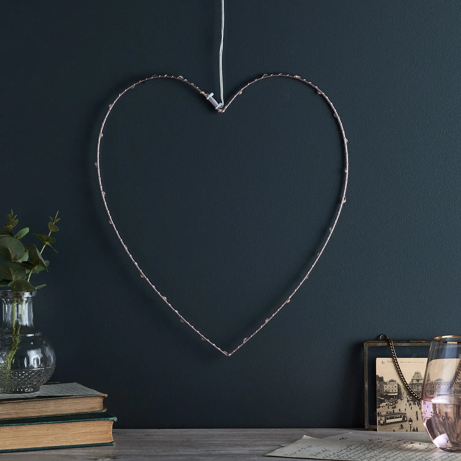 34cm Rose Gold Osby Fairy Light Heart