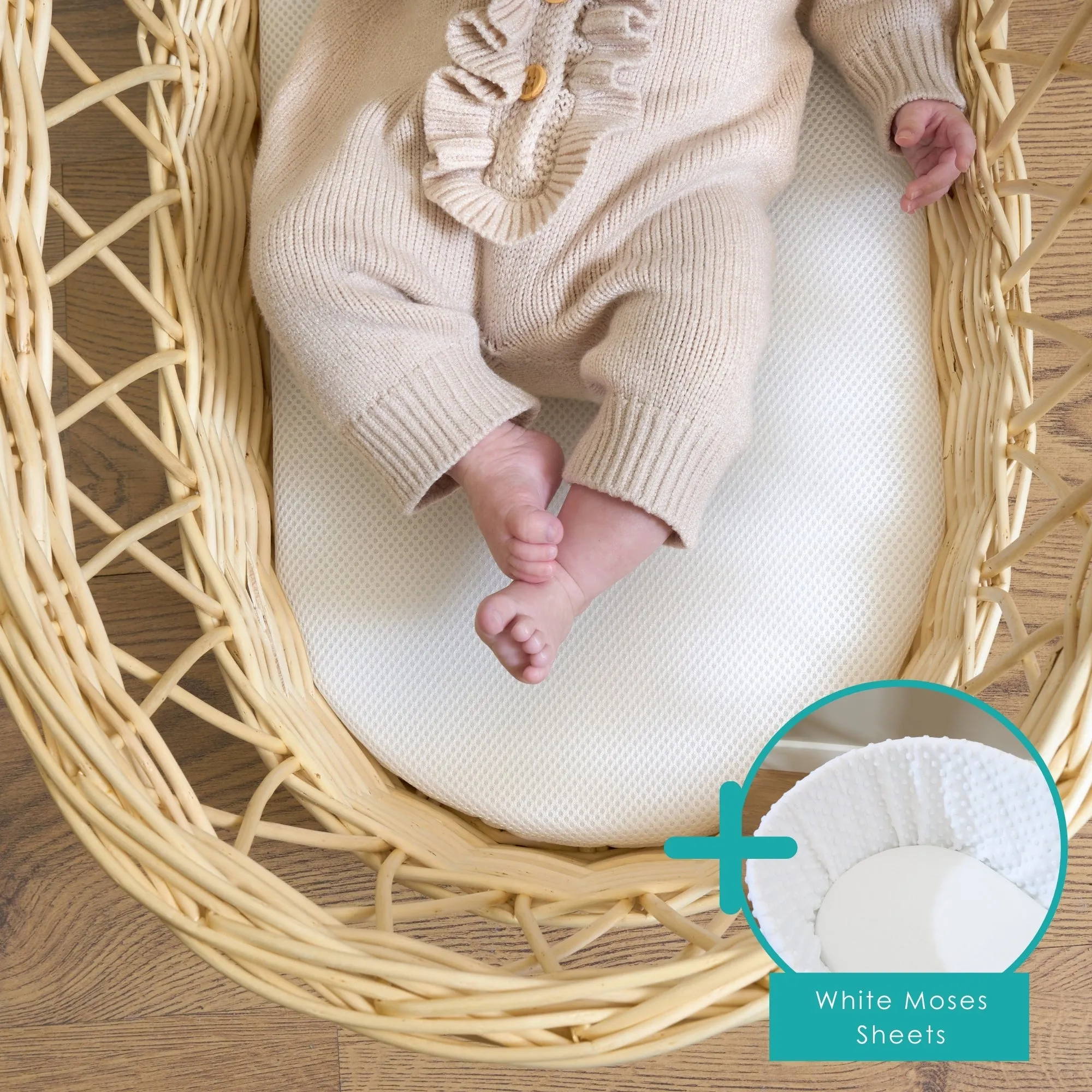 3D Mesh Wicker Moses Basket Mattress – 65 x 28 cm