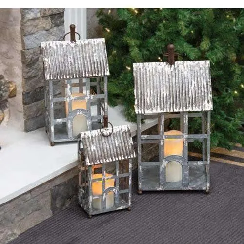 3/Set, White Wash Homestead Lanterns