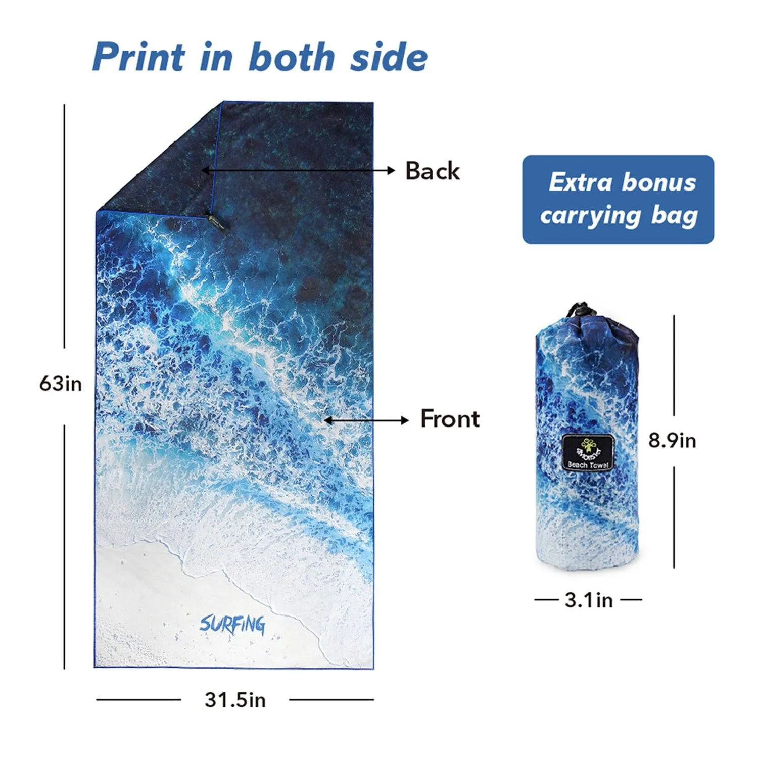 4Monster Ocean Series Microfiber Beach Towel