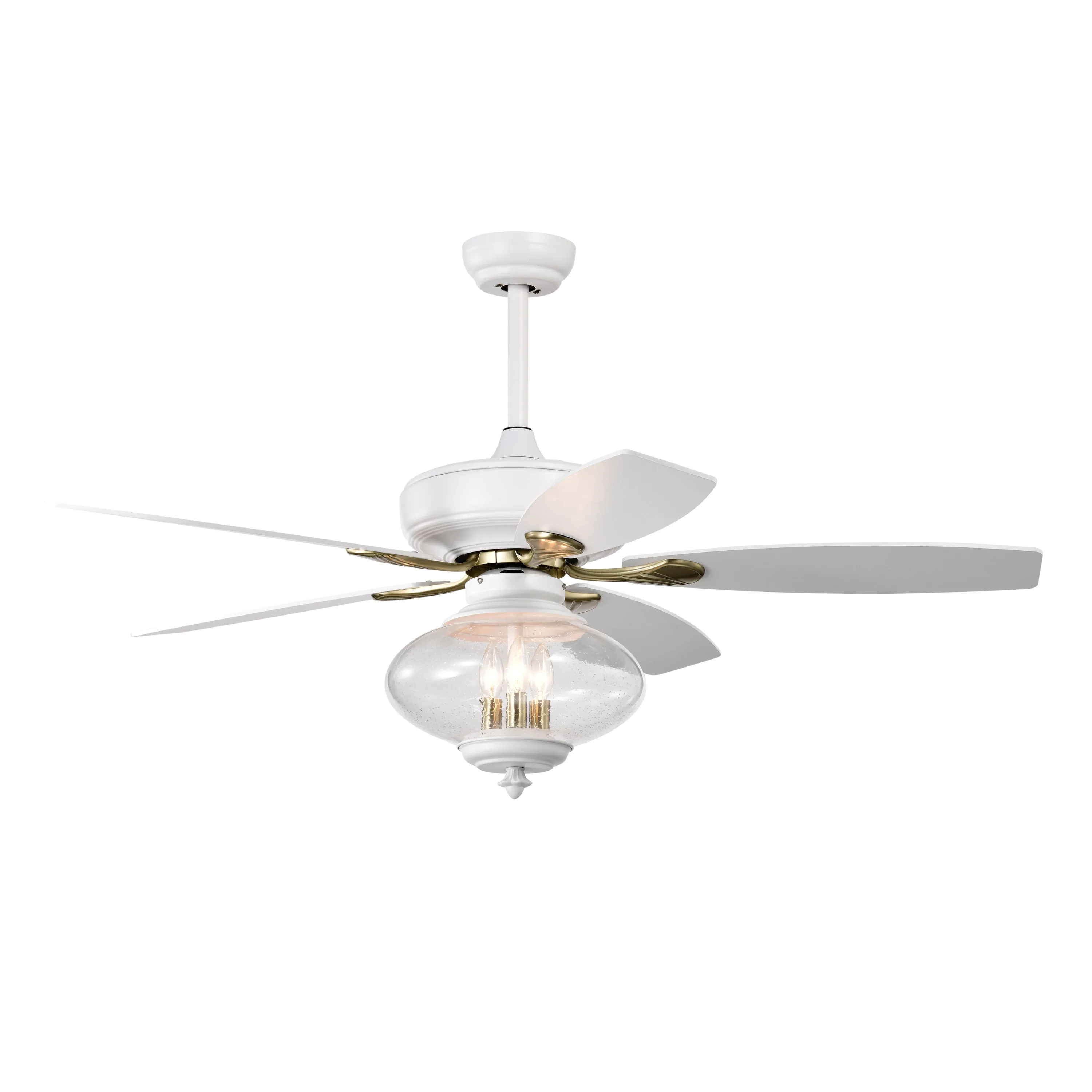 52'' Low Profile Ceiling Fan , White Modern Ceiling Fans with Remote Control --Matte White