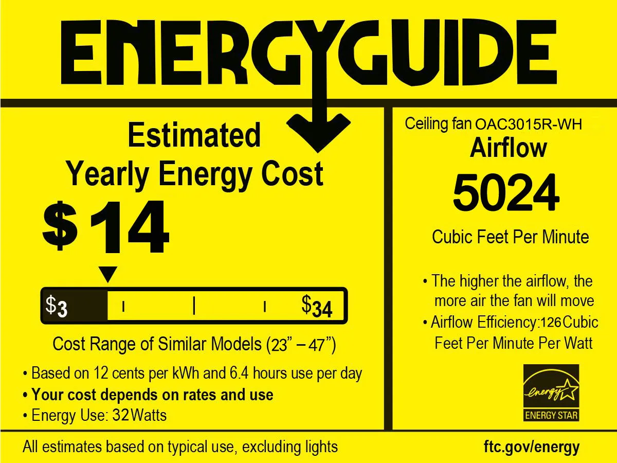 52'' Low Profile Ceiling Fan , White Modern Ceiling Fans with Remote Control --Matte White