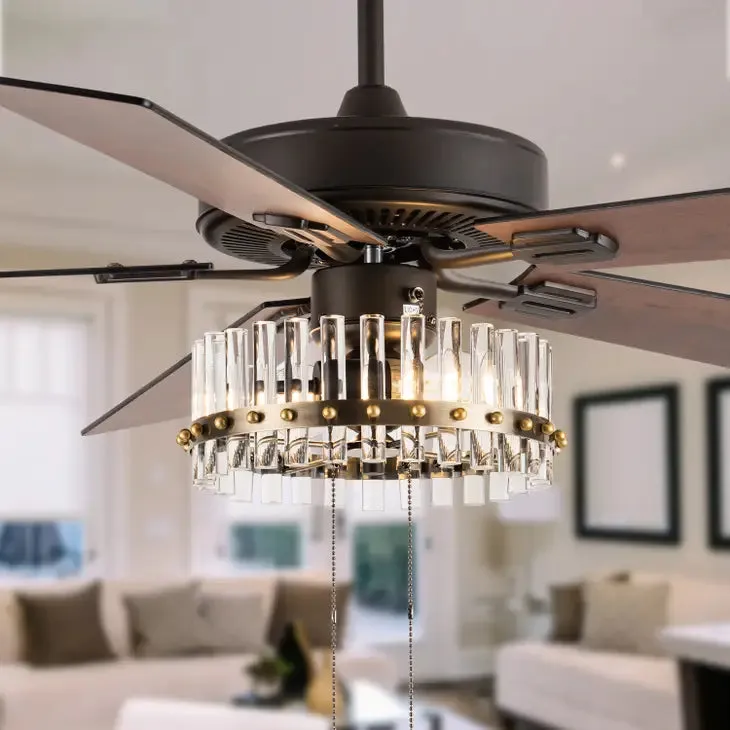 52"W Betty Oil-Rubbed Bronze Metal 2-Light Ceiling Fan