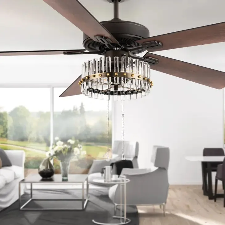 52"W Betty Oil-Rubbed Bronze Metal 2-Light Ceiling Fan