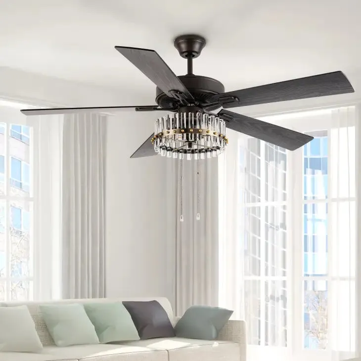 52"W Betty Oil-Rubbed Bronze Metal 2-Light Ceiling Fan