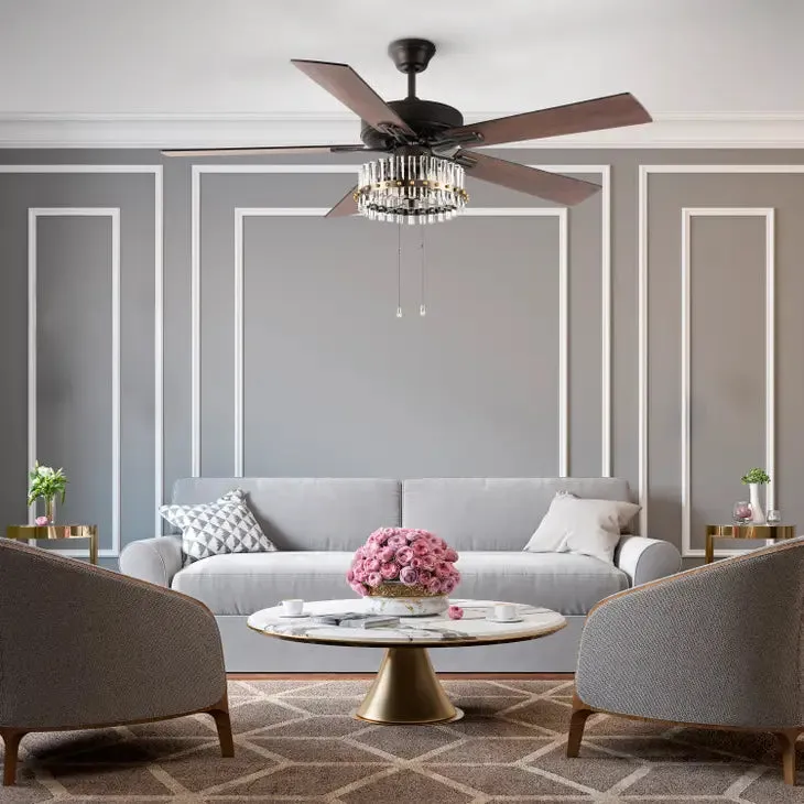 52"W Betty Oil-Rubbed Bronze Metal 2-Light Ceiling Fan