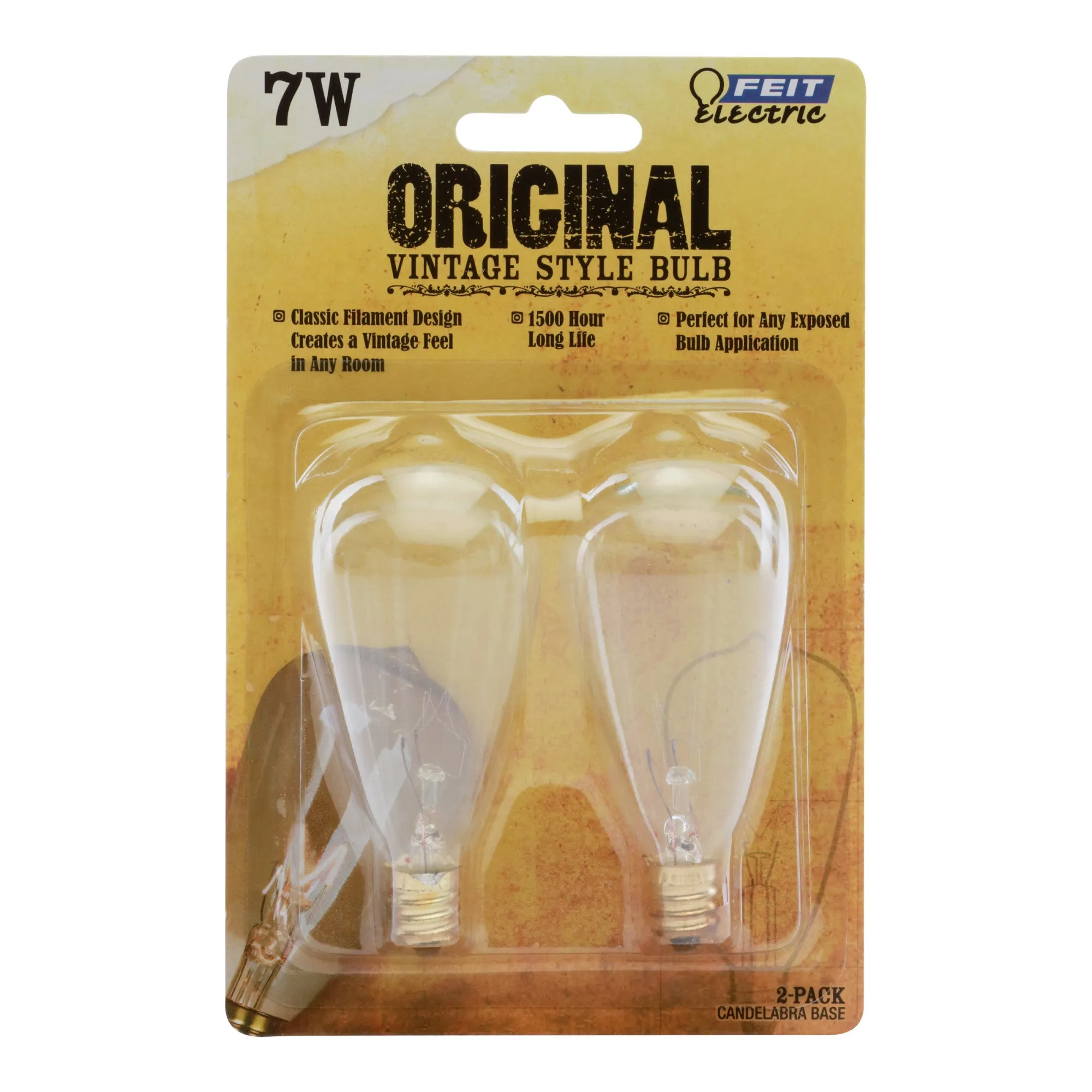 7W Replacement ST12 E12 Dimmable Cone Filament Clear Glass Vintage Edison Incandescent Light Bulb, Soft White (2-Pack)