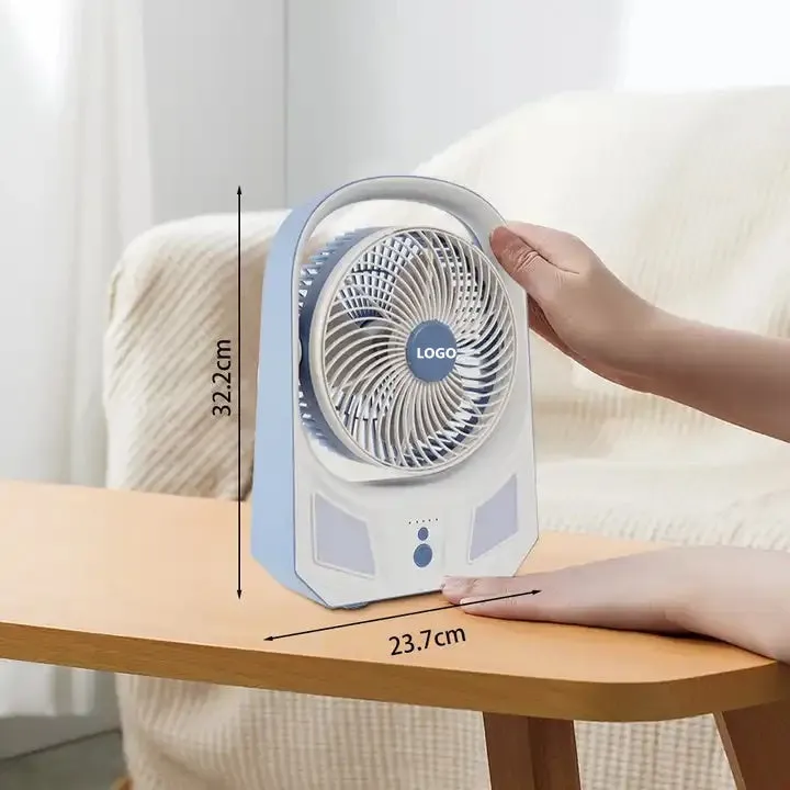 8 Inches 3 blades portable rechargeable FAN for home 3 speeds choose and 2modes 12pcs LED light outdoor solar fan