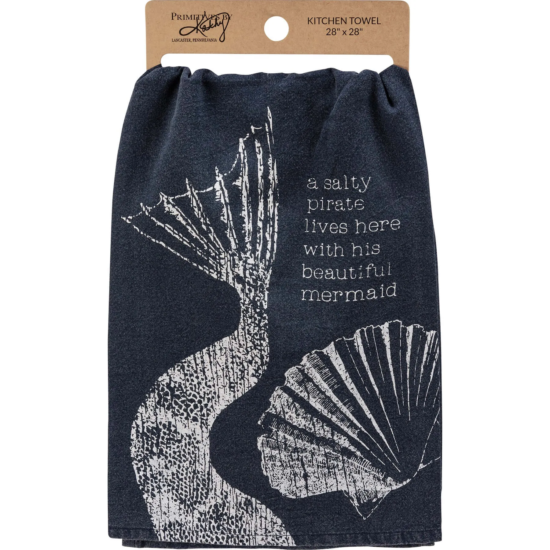 A Salty Pirate and Mermaid Lives Here Kitchen Towel