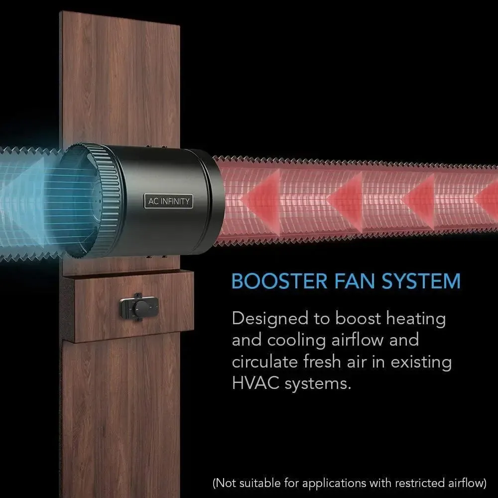 AC Infinity RAXIAL S8 Inline Booster Duct Fan with Speed Controller, 8"