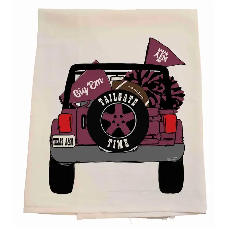 Aggie Jeep Tailgate Tea Towel