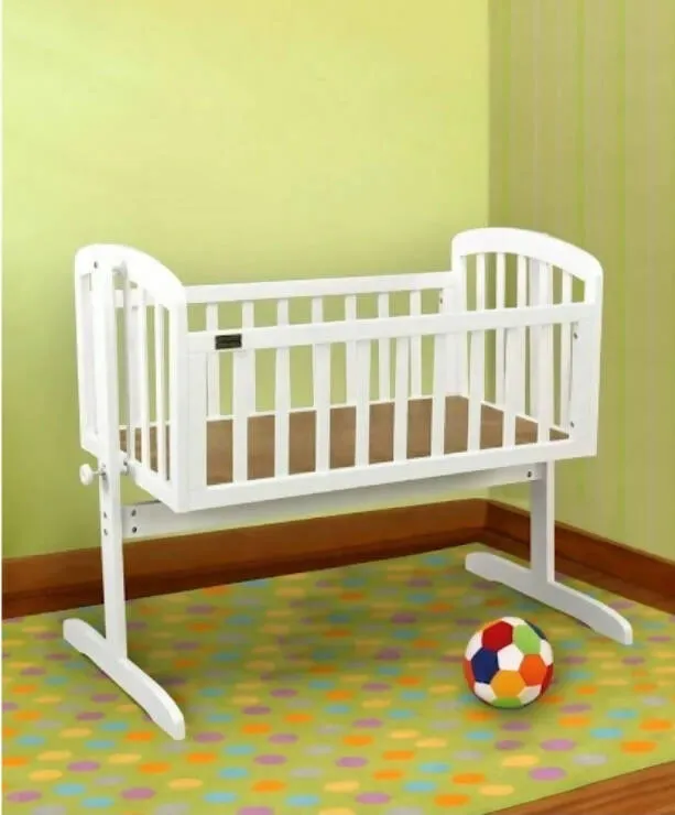 BABYHUG Joy cradle (white) with bed set and mosquito net, Dimensions: H81×L98×W57.5 cm