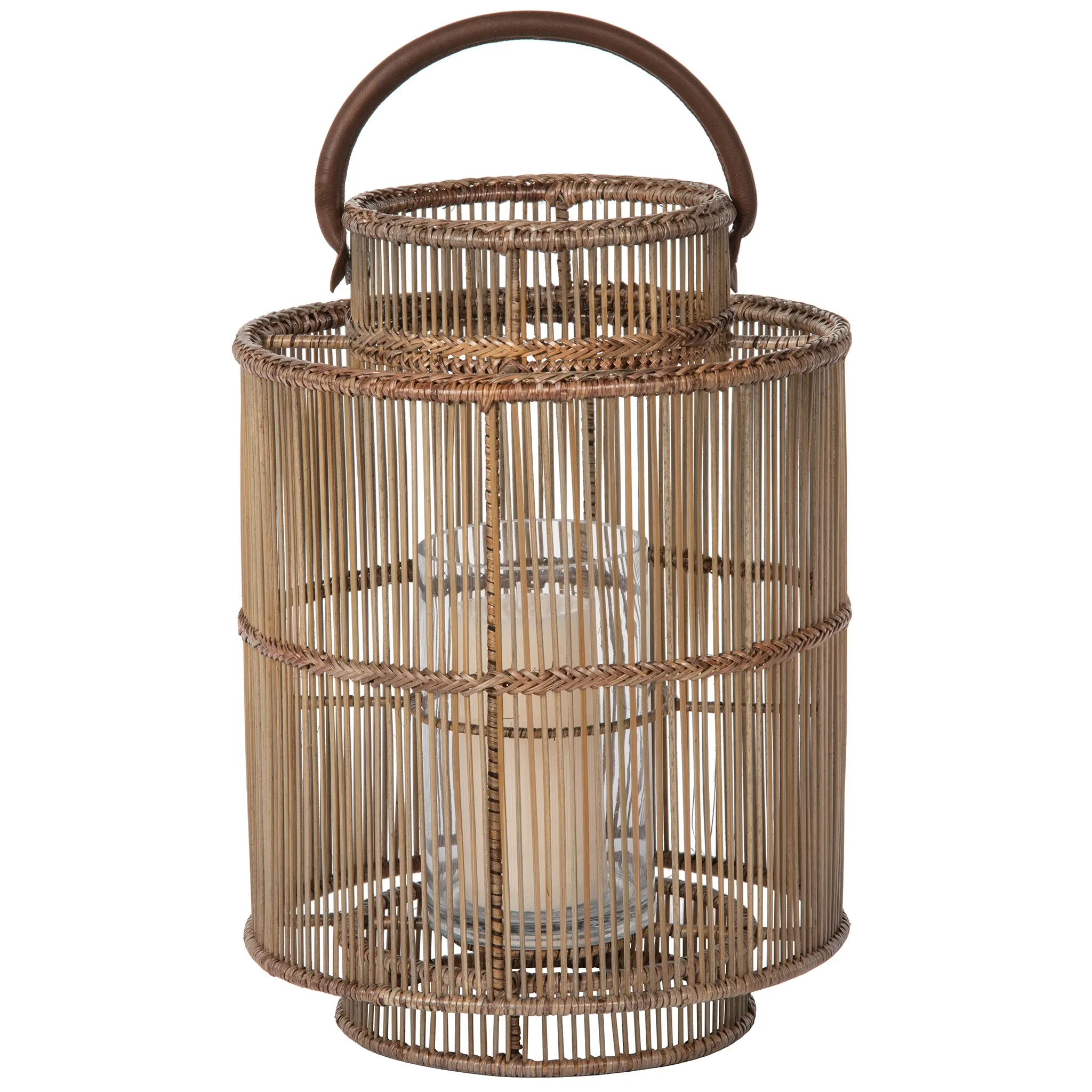 Baja Decorative Rattan Candle Hurricane Lanterns, Natural