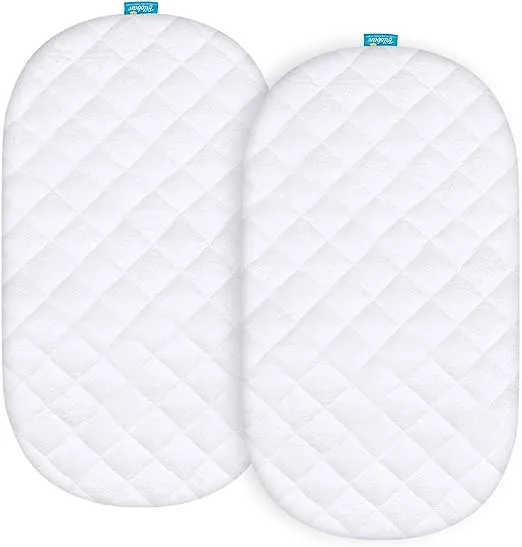 Bassinet Mattress Pad Cover - Fits Chicco Close to You 3-in-1 Bedside Bassinet, 2 Pack, Bamboo, Waterproof