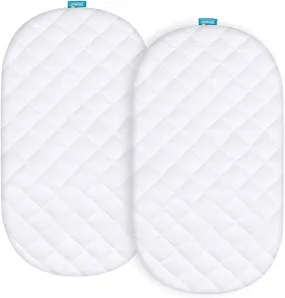 Bassinet Mattress Pad Cover - Fits Chicco Close to You 3-in-1 Bedside Bassinet, 2 Pack, Bamboo, Waterproof