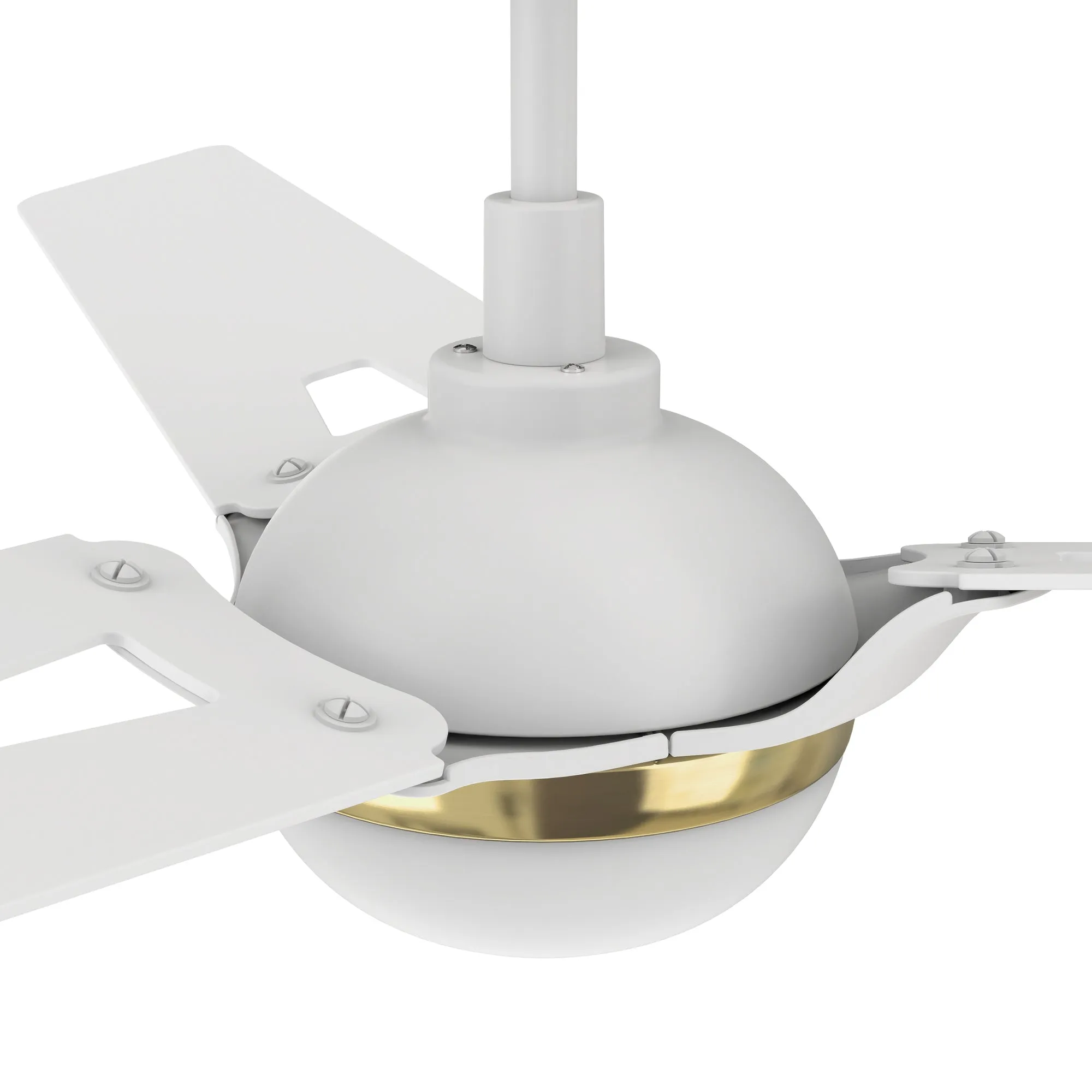 BEDFORD 52 inch 3-Blade Smart Ceiling Fan with LED Light Kit & Remote Control- White/White (Gold Detail)