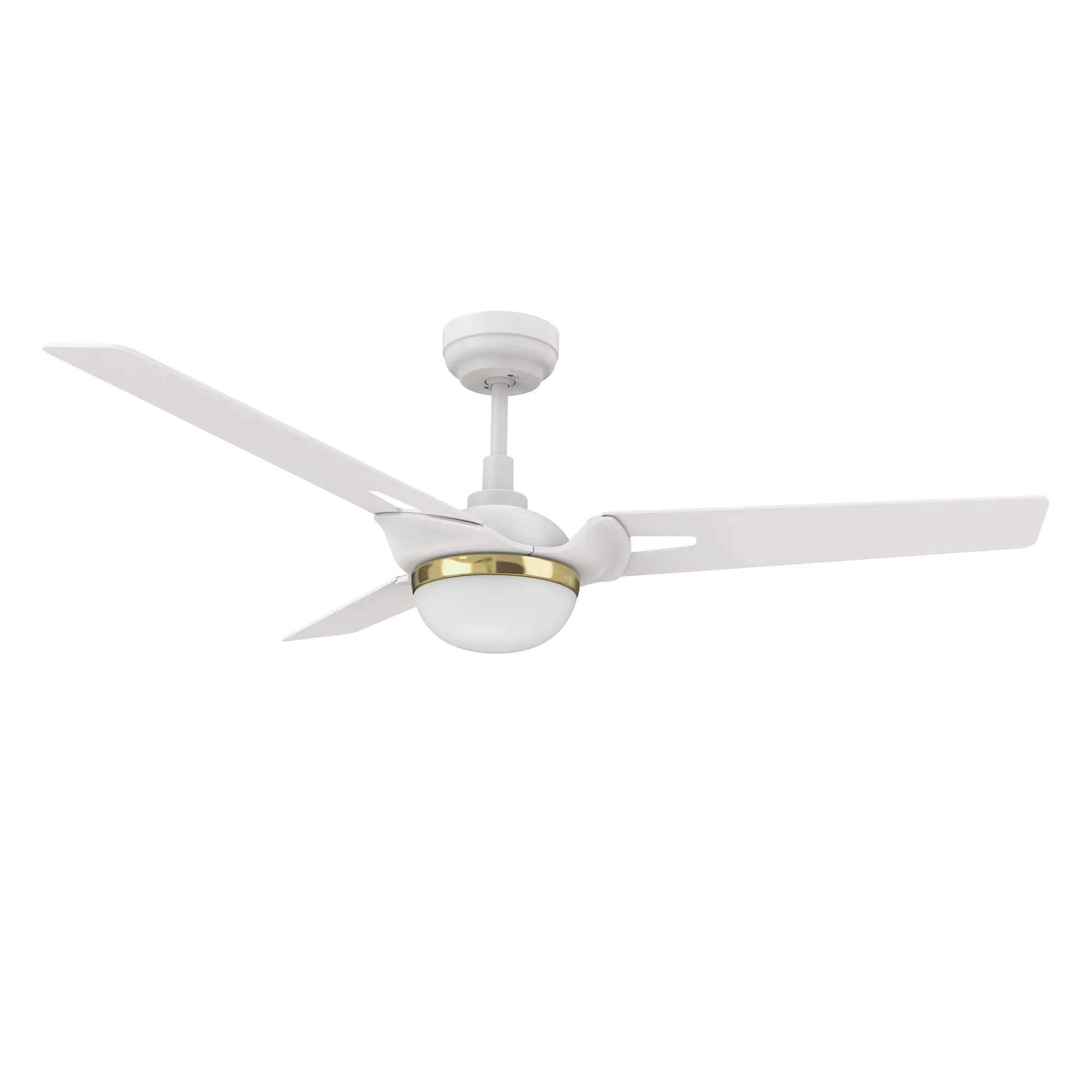 BEDFORD 52 inch 3-Blade Smart Ceiling Fan with LED Light Kit & Remote Control- White/White (Gold Detail)