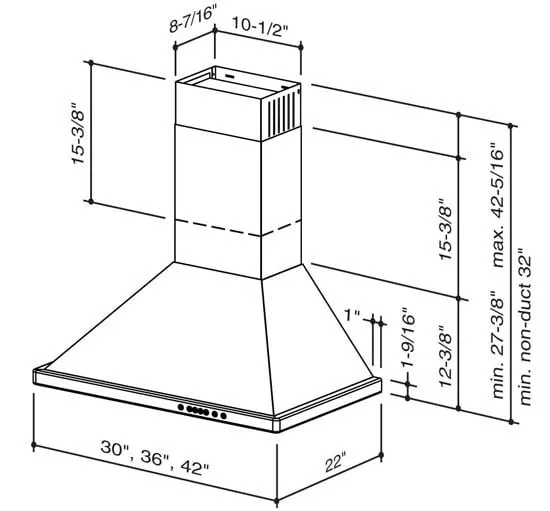 Best Range Hoods WTT32I330SB Wtt32 - 30" Brushed Stainless Steel Wall Mount Chimney Hood With Internal 400 Max Cfm Blower