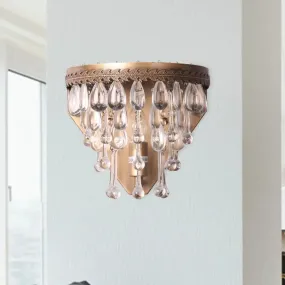 Bronze 1 Light Wall Sconce with Countryside Crystal Teardrop Design