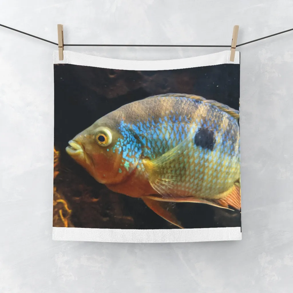 Brown Orange and Blue Fish Face Towel