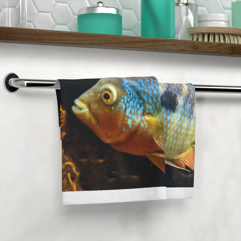 Brown Orange and Blue Fish Face Towel