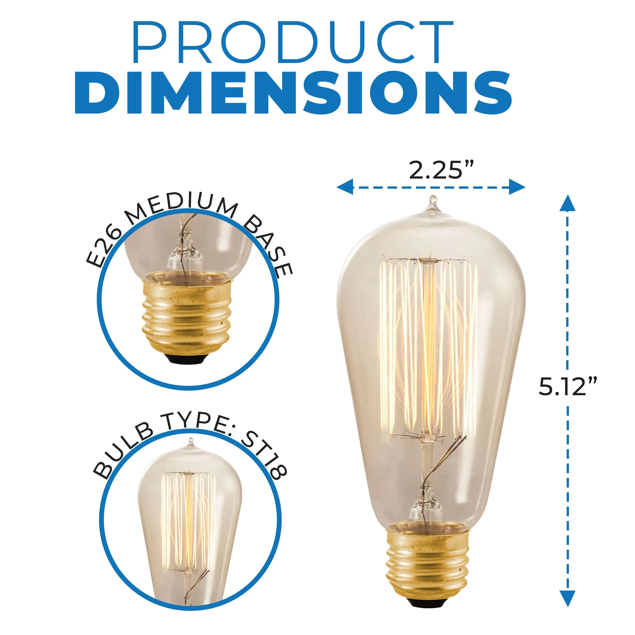 Bulbrite 136019 60 Watt St18 Incandescent White Nostalgic Thread