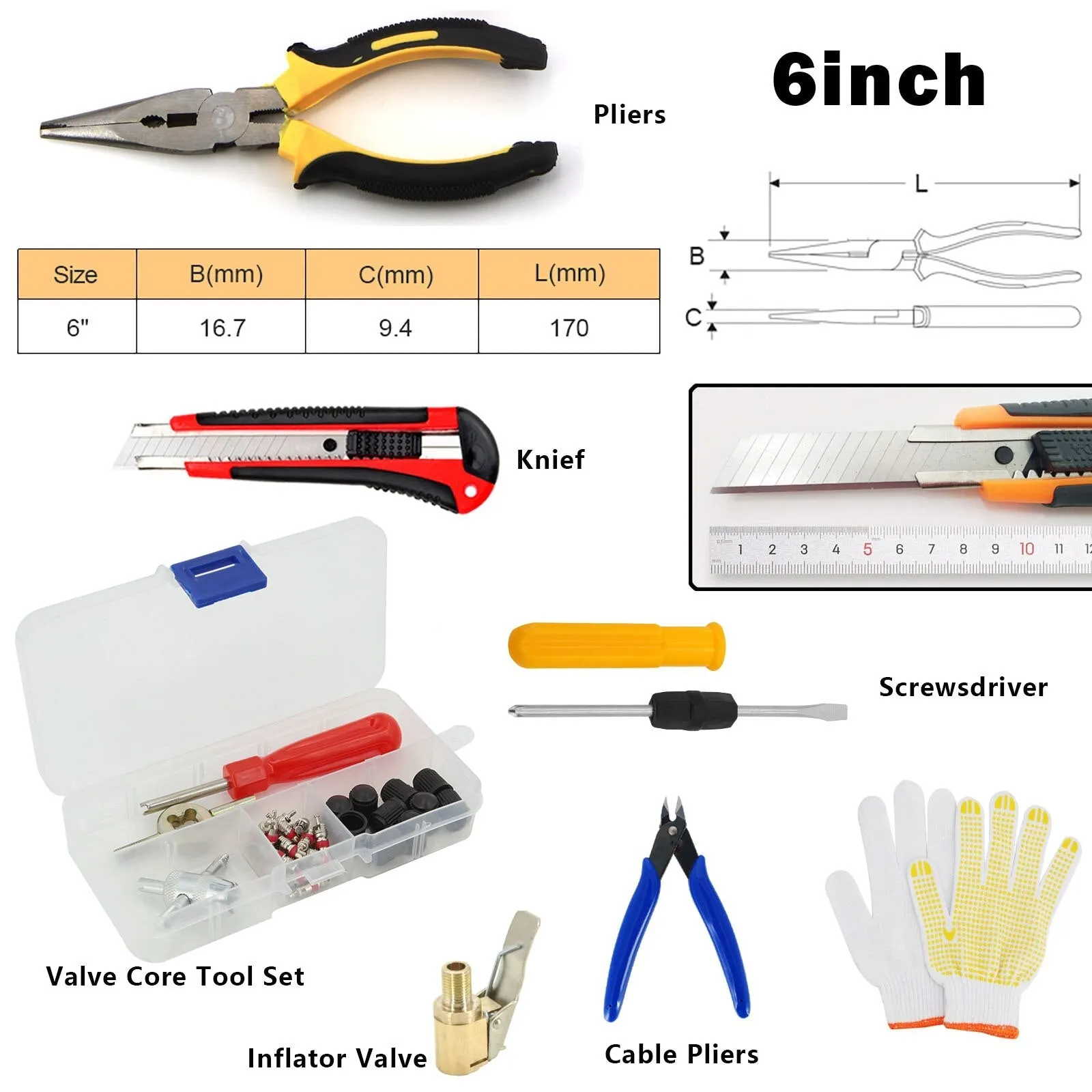 Car Tire Repair Tool Kit Studding Set Auto Bike Puncture Plug Garage Needle Nose Pliers Vacuum Film Nail Screws W/ Storage Case