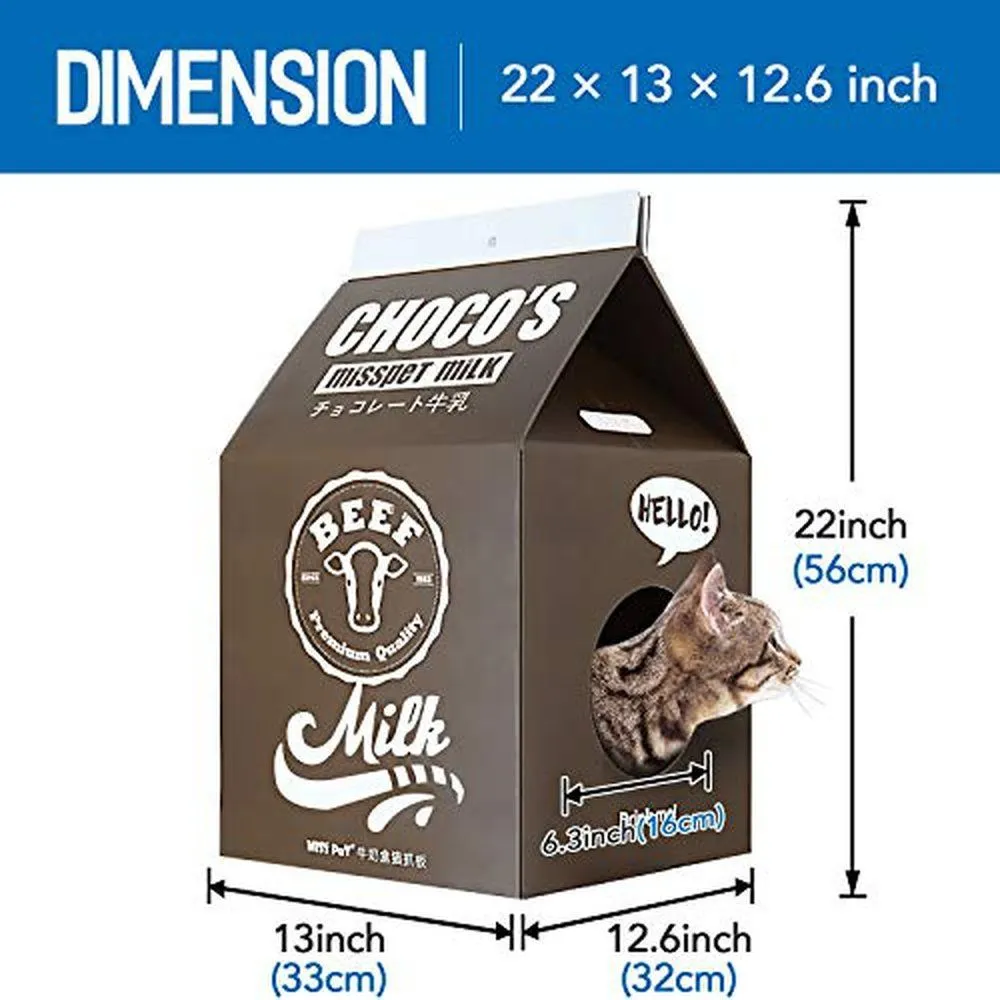 Cat Condo Scratcher Post Cardboard  Milk Box Shape -red