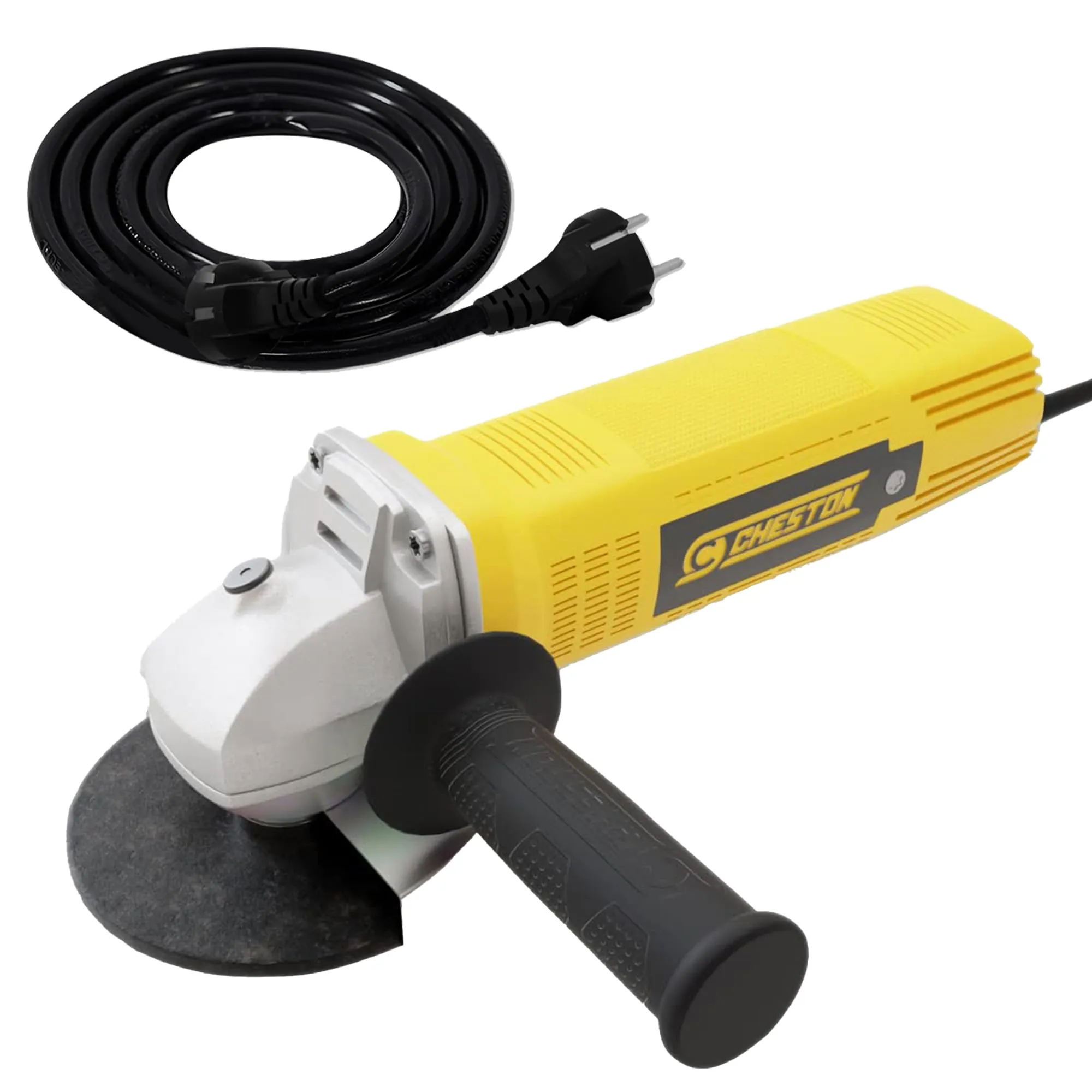 Cheston Angle Grinder for Grinding, Cutting, Polishing (4 inch-100mm), 720W Yellow Grinder Machine with Auxiliary Handle   5 Meter Extension 2 Pin Cord Upto 1000W