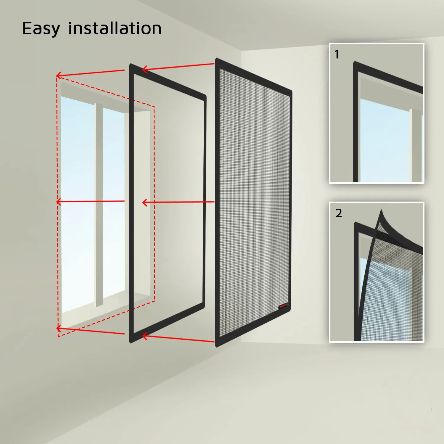 Classic Mosquito Net for Windows | Pre Stitched (Size-50X50 cms/1.64 * 1.64 Ft/19.6 * 19.6 Inches Color-Grey) | Premium 120GSM Fiberglass Net with Self Adhesive Hook Tape