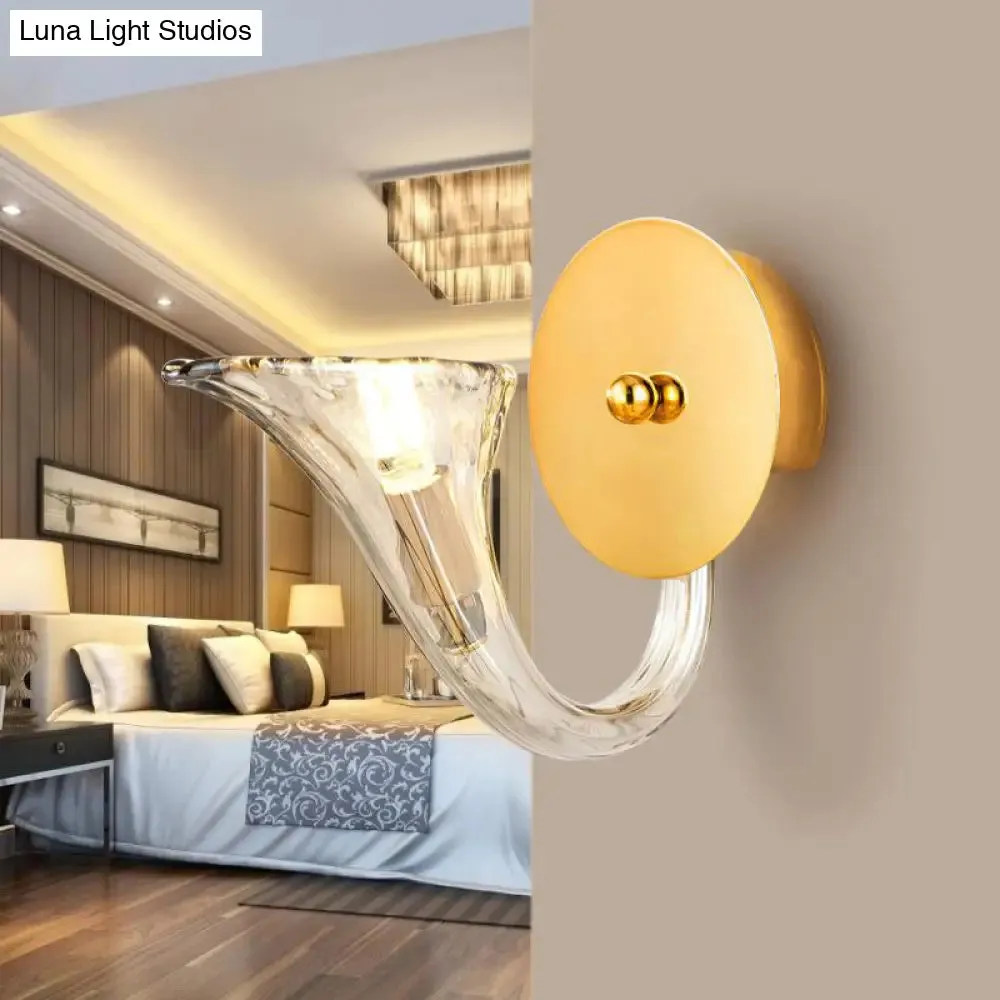 Contemporary Clear Glass Sconce in Gold for Corridor