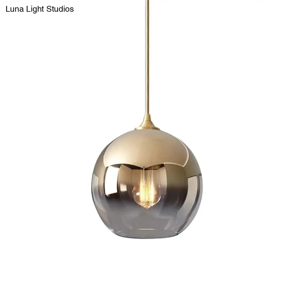 Contemporary Globe Pendant Glass Light with Fading Shade – Gold, 1 Light, 8/10/12"W