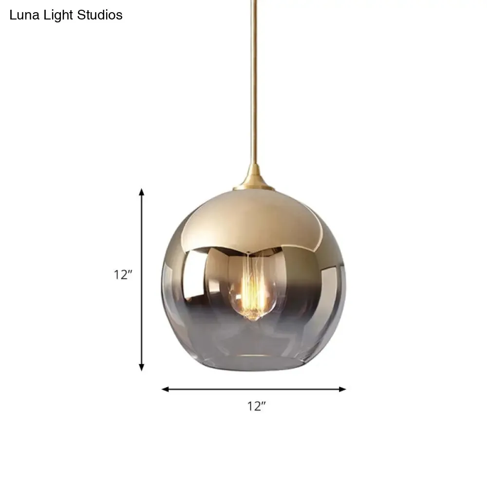 Contemporary Globe Pendant Glass Light with Fading Shade – Gold, 1 Light, 8/10/12"W