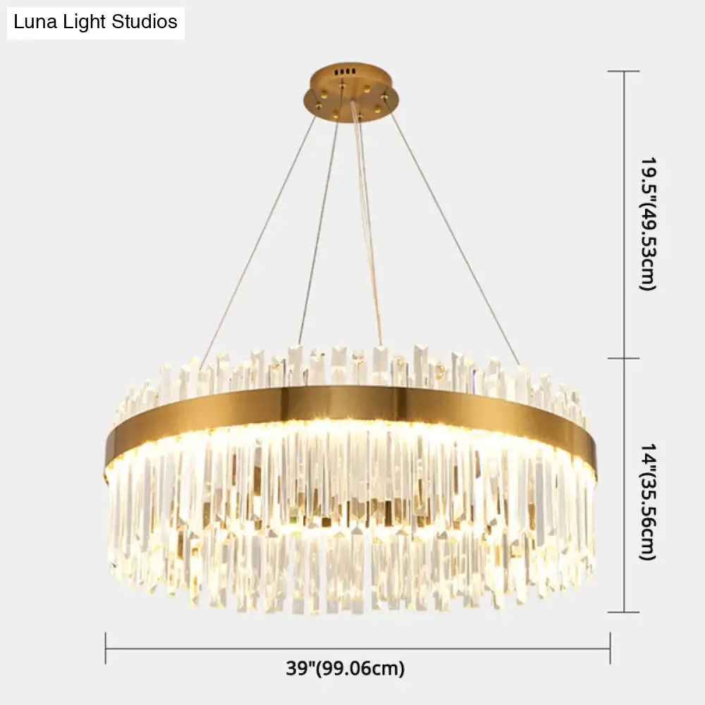 Contemporary LED Pendant Lamp with Crystal Shade & Gold Finish